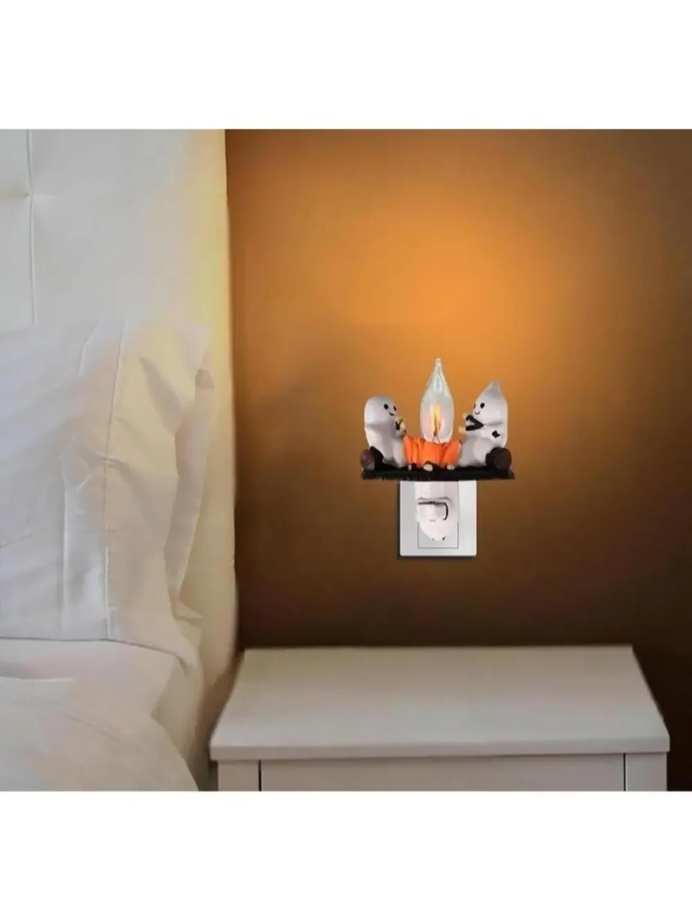 Ghost Campfire Flickering Night Light 3D Spooky Flame Halloween Decor New